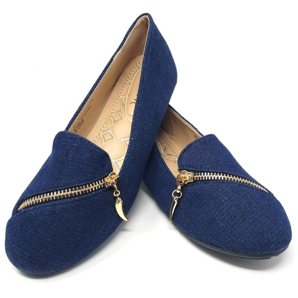 Victoria K Shoes Women Denim Zipper Flats B2846 Dark Blue Poshmark